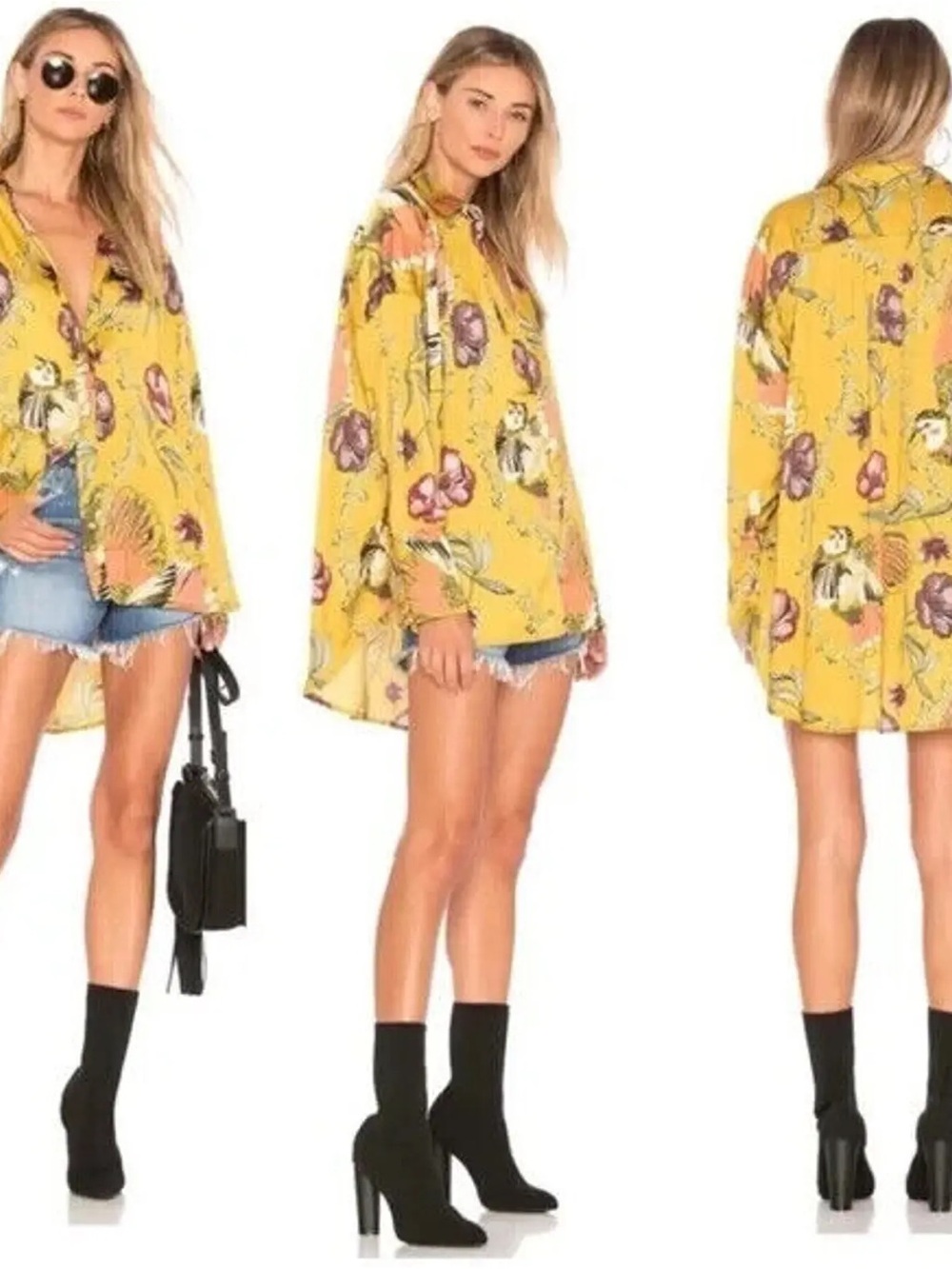 Free People Silky Nights Boho Blouse - Large - Oversized - Picture 2 of 14